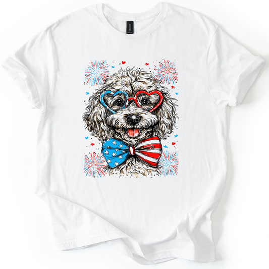 Poodle Patriotic Dog, USA, America, Pet Lover, 4th of July, Soft Style T-Shirt