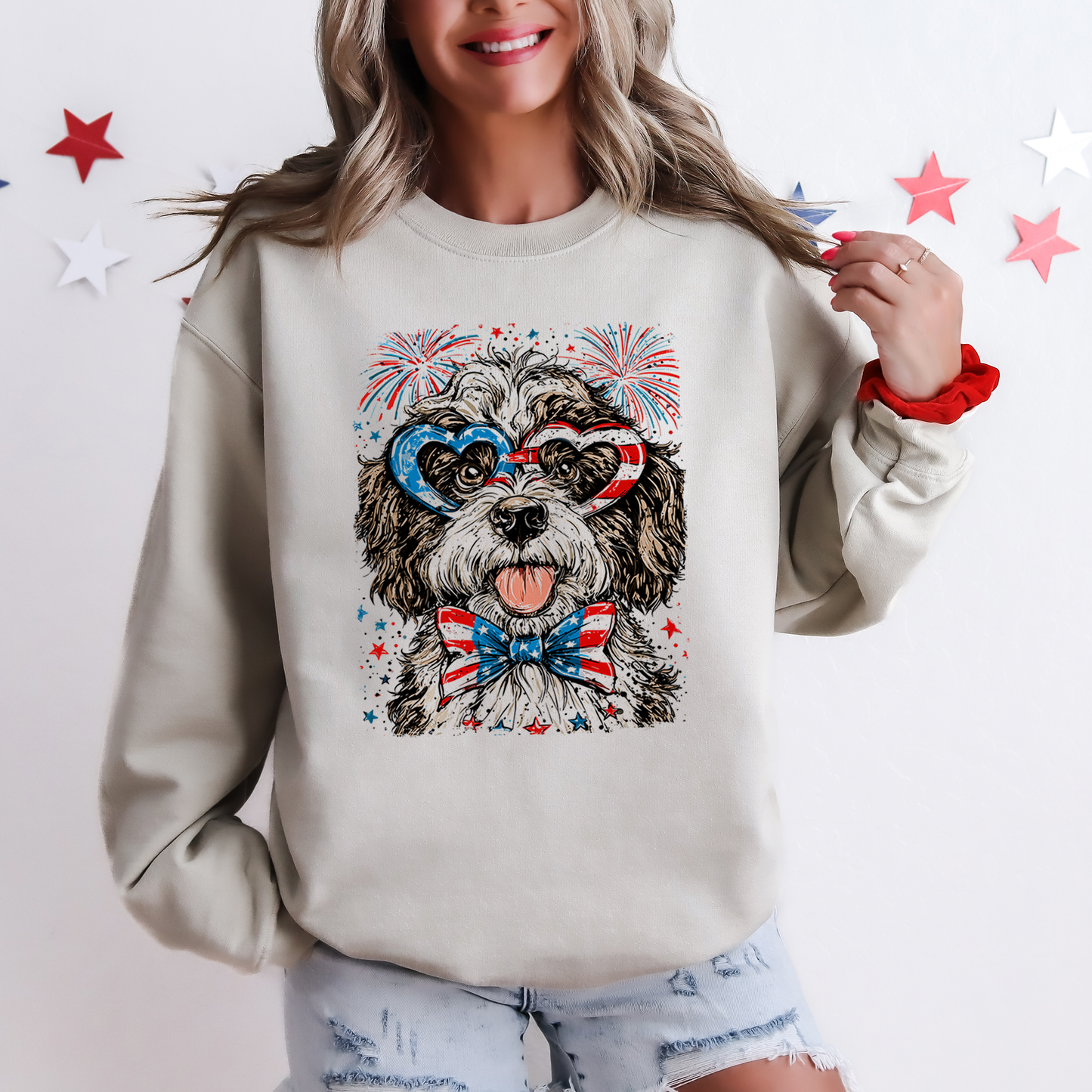 Portuguese Water Dog Patriotic Dog, USA, America, Pet Lover, 4th of July Sweatshirt