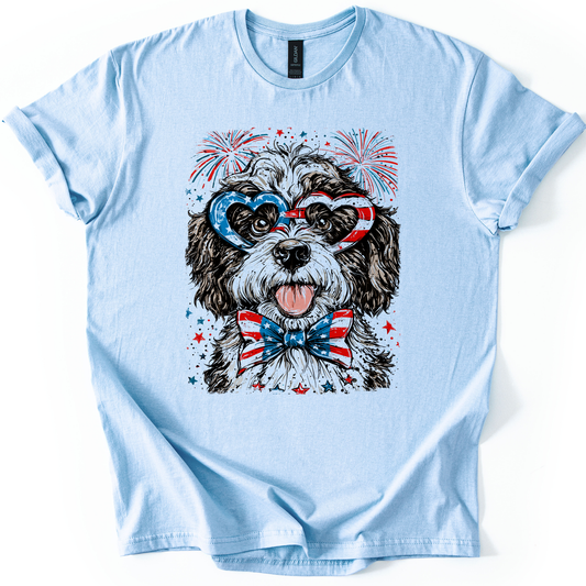 Portuguese Water Dog Patriotic Dog, USA, America, Pet Lover, 4th of July, Soft Style T-Shirt