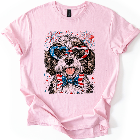 Portuguese Water Dog Patriotic Dog, USA, America, Pet Lover, 4th of July, Soft Style T-Shirt