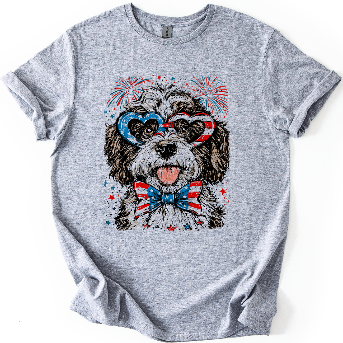 Portuguese Water Dog Patriotic Dog, USA, America, Pet Lover, 4th of July, Soft Style T-Shirt