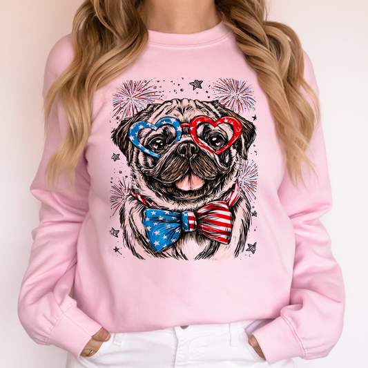 Pug Patriotic Dog, USA, America, Pet Lover, 4th of July Sweatshirt