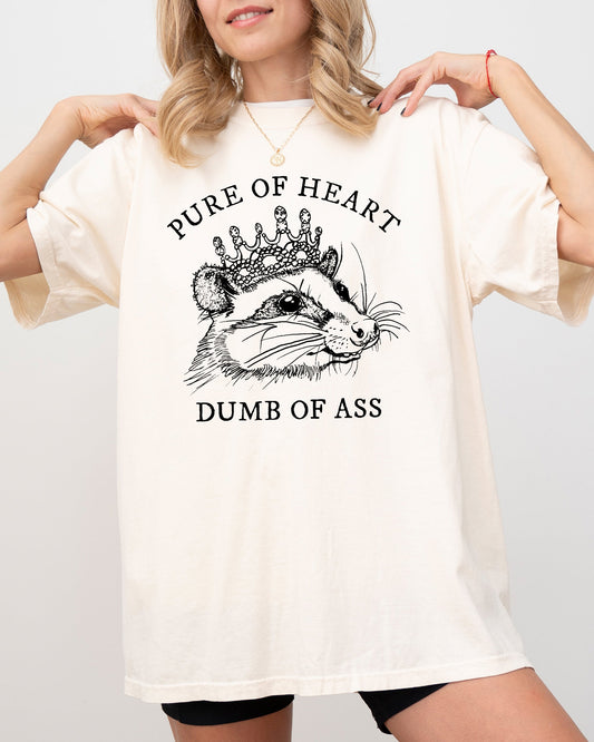 Pure Of Heart, Dumb Of Ass, Funny, Rude, Vulgar, Possum, Opossum, Aesthetic Shirt Comfort Colors T-Shirt