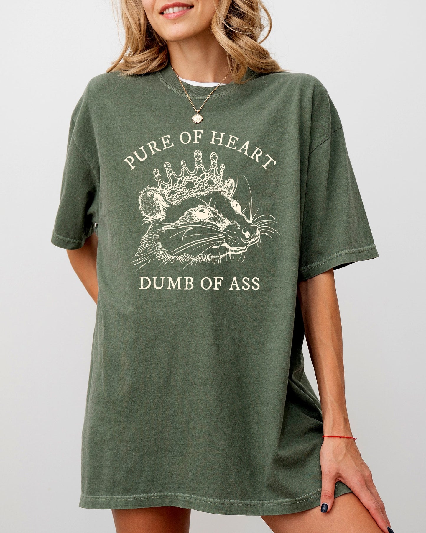 Pure Of Heart, Dumb Of Ass, Funny, Rude, Vulgar, Possum, Opossum, Aesthetic Shirt Comfort Colors T-Shirt