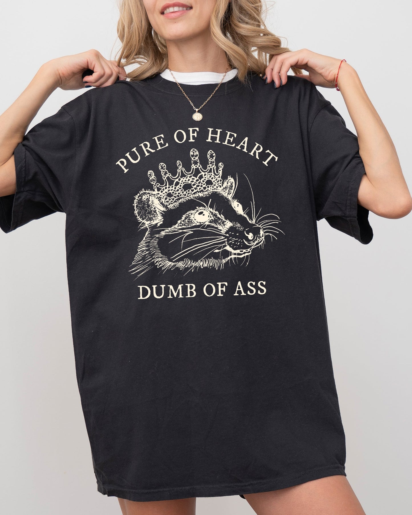 Pure Of Heart, Dumb Of Ass, Funny, Rude, Vulgar, Possum, Opossum, Aesthetic Shirt Comfort Colors T-Shirt