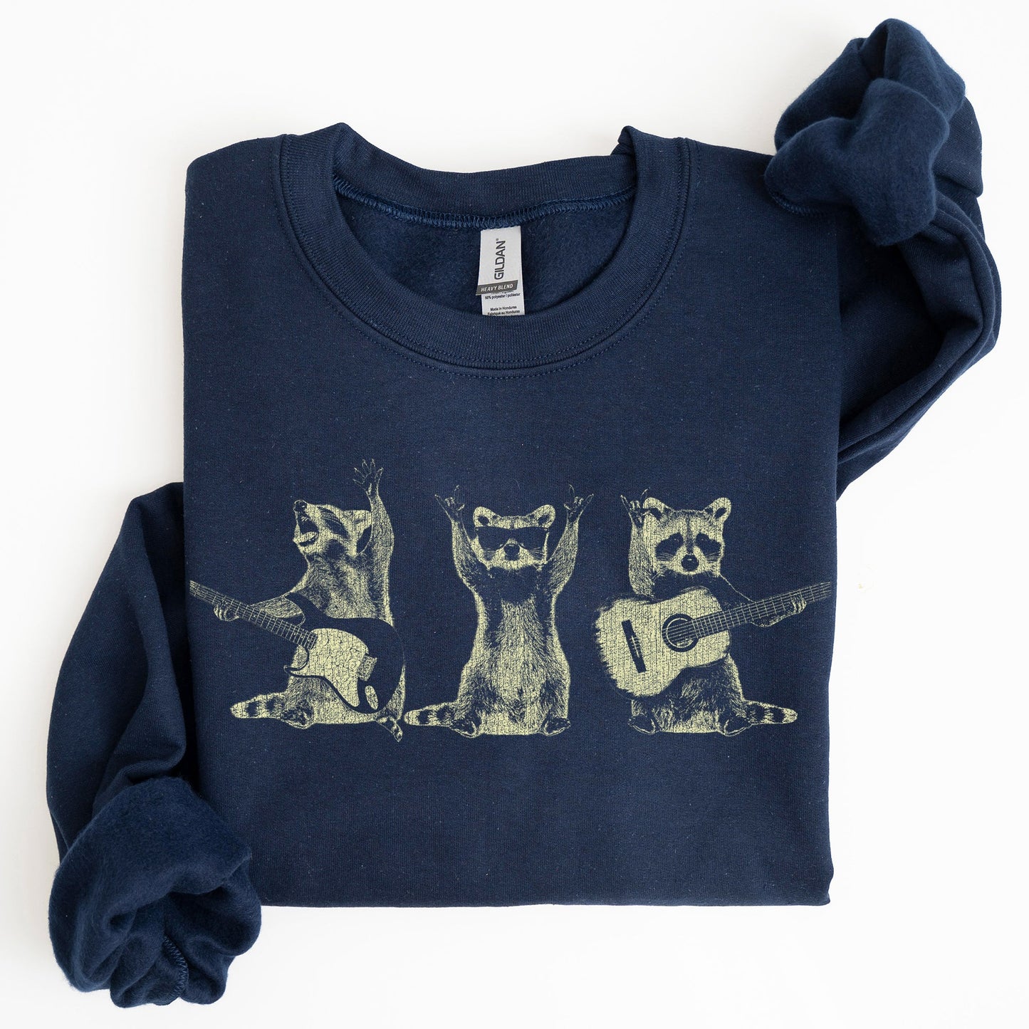 Raccoon Band, Playing Guitar, Funny Animals Sweatshirt