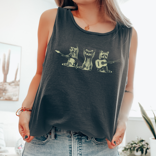 Raccoon Band, Vintage Music, Guitar Comfort Colors Tank Top