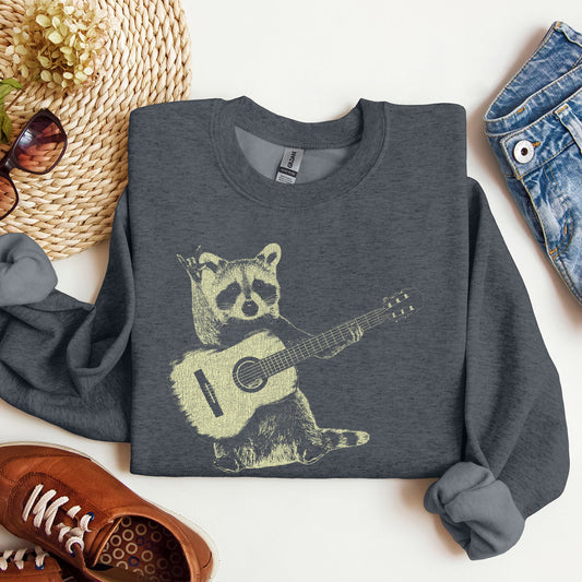 Raccoon Playing A Guitar, Funny Animals Sweatshirt