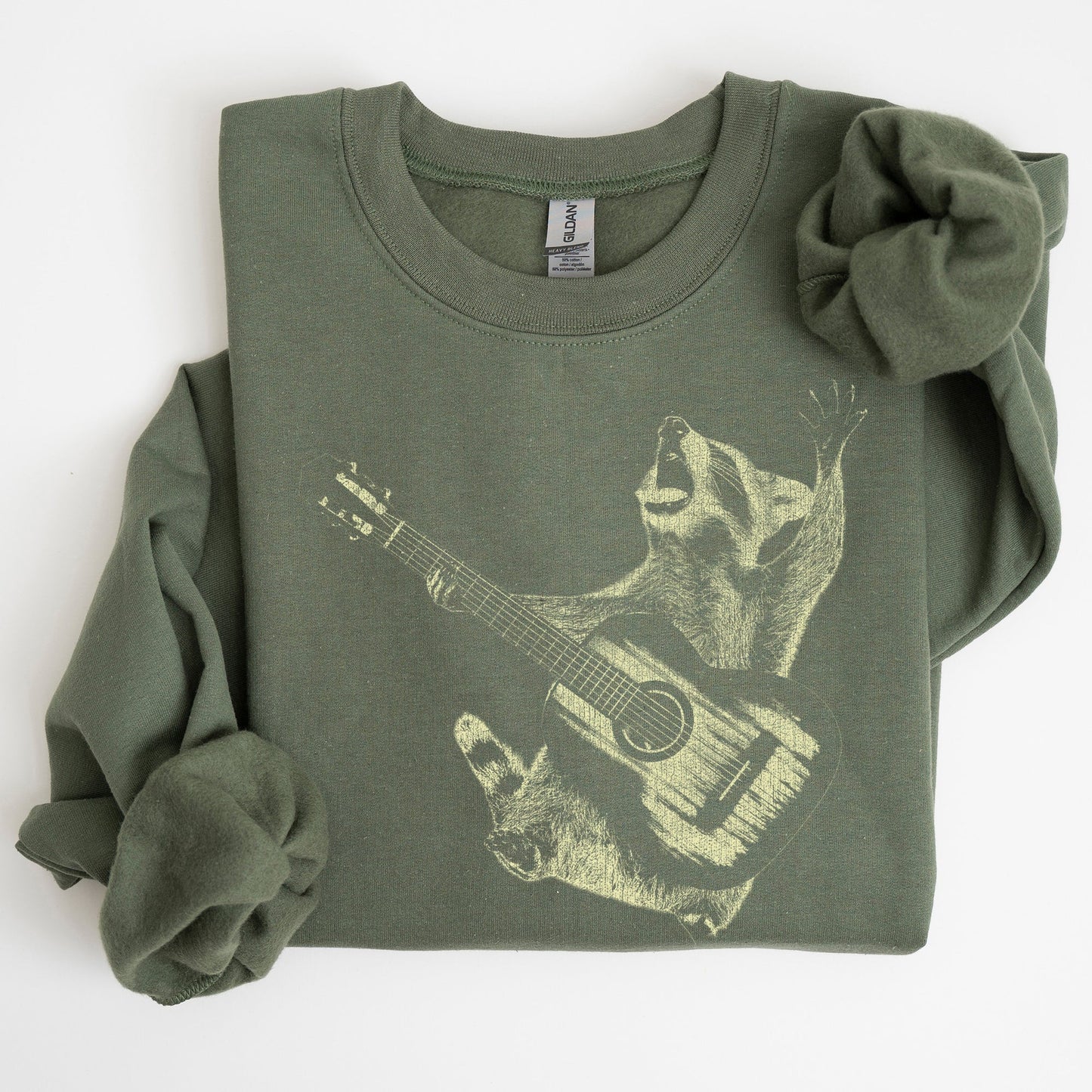 Raccoon Rocking Out, Playing Guitar, Funny Animals Sweatshirt