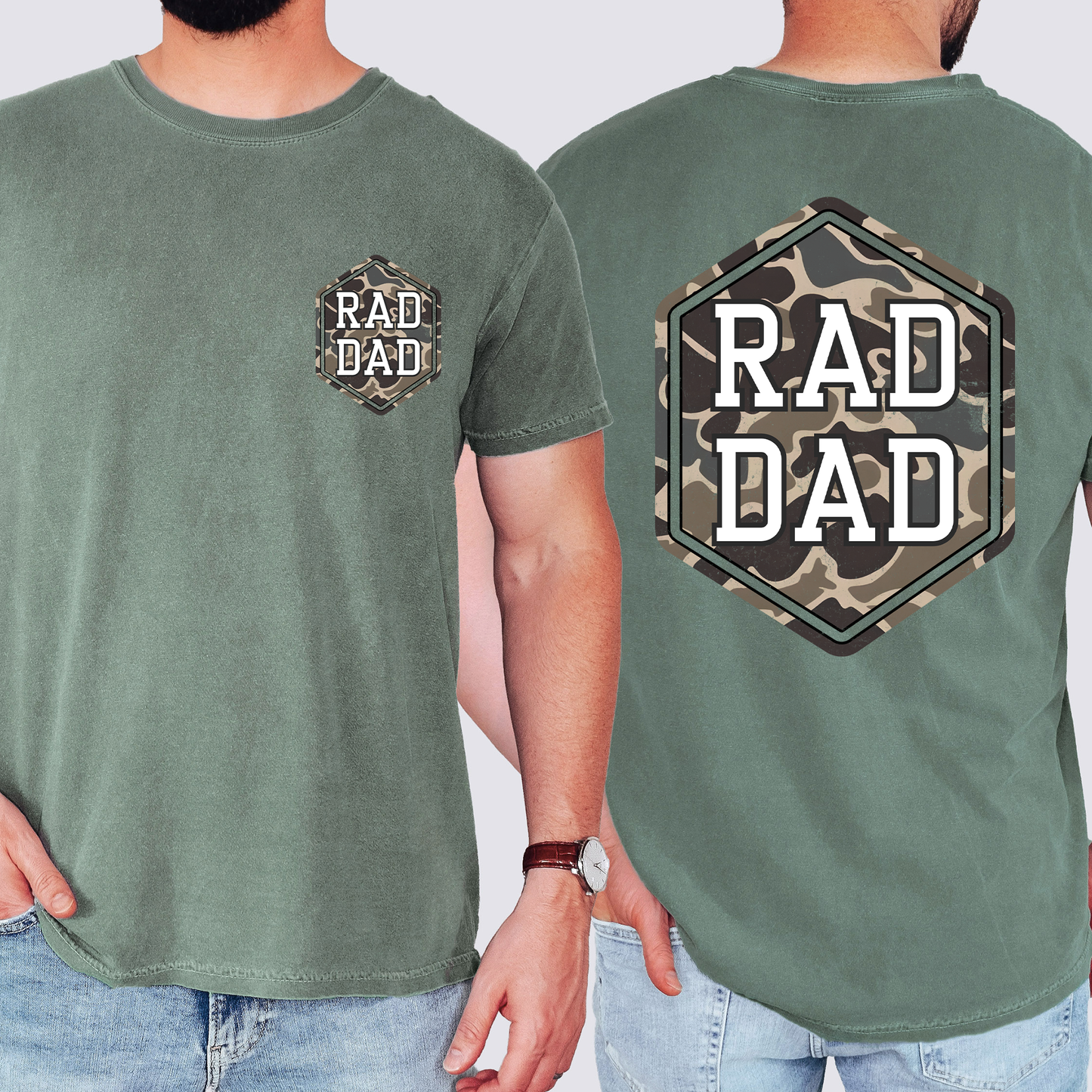 Rad Dad, Camo, Camouflage, Father's Day, Husband, Guy Gift, Old School, Brother, Comfort Colors T-Shirt