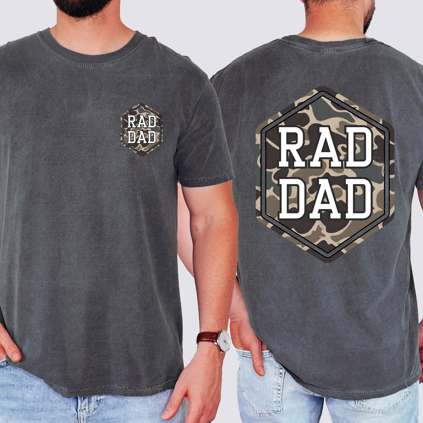 Rad Dad, Camo, Camouflage, Father's Day, Husband, Guy Gift, Old School, Brother, Comfort Colors T-Shirt