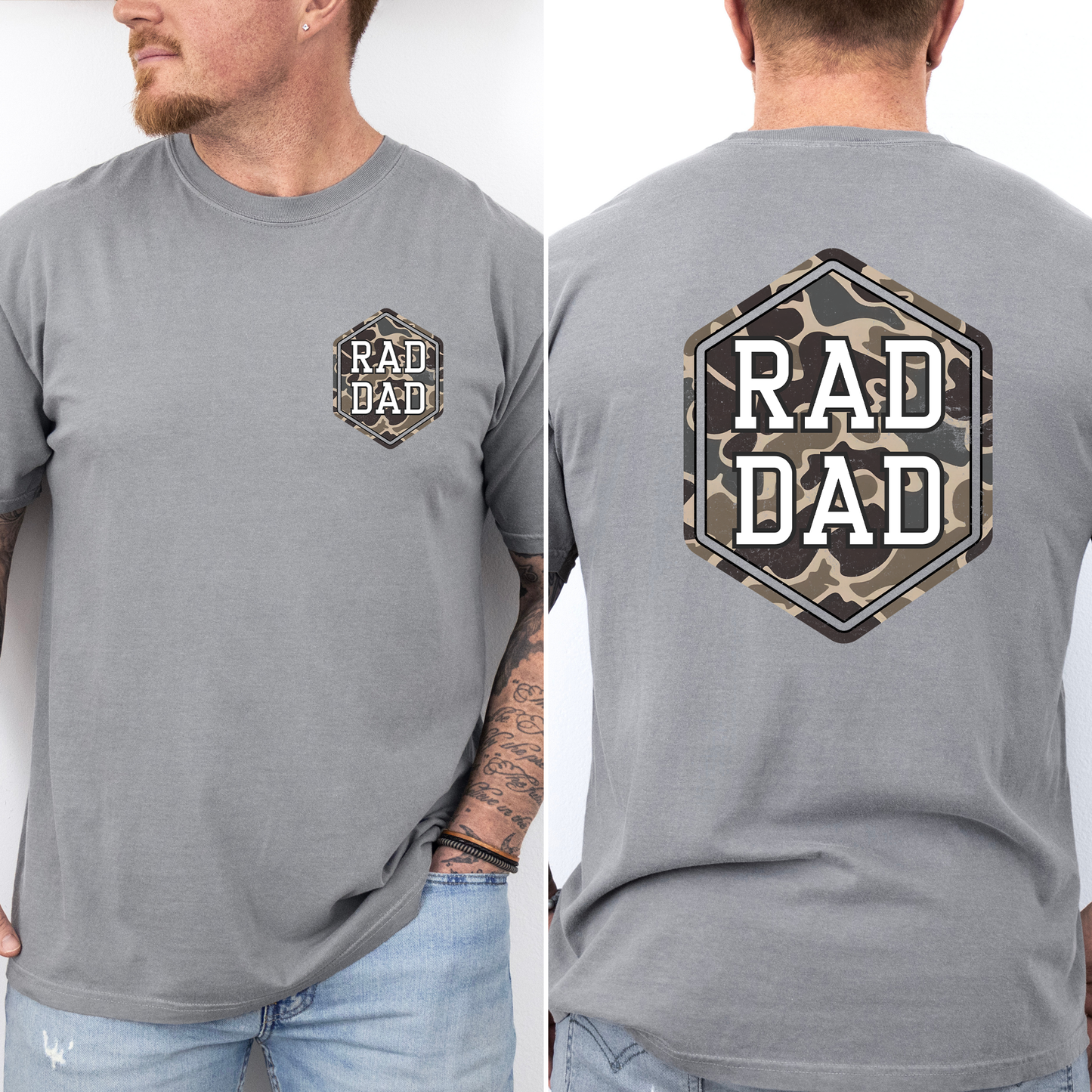Rad Dad, Camo, Camouflage, Father's Day, Husband, Guy Gift, Old School, Brother, Comfort Colors T-Shirt