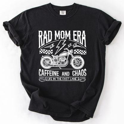 Rad Mom Era, Caffeine and Chaos, Sassy, Mama, Mother, Comfort Colors T-Shirt