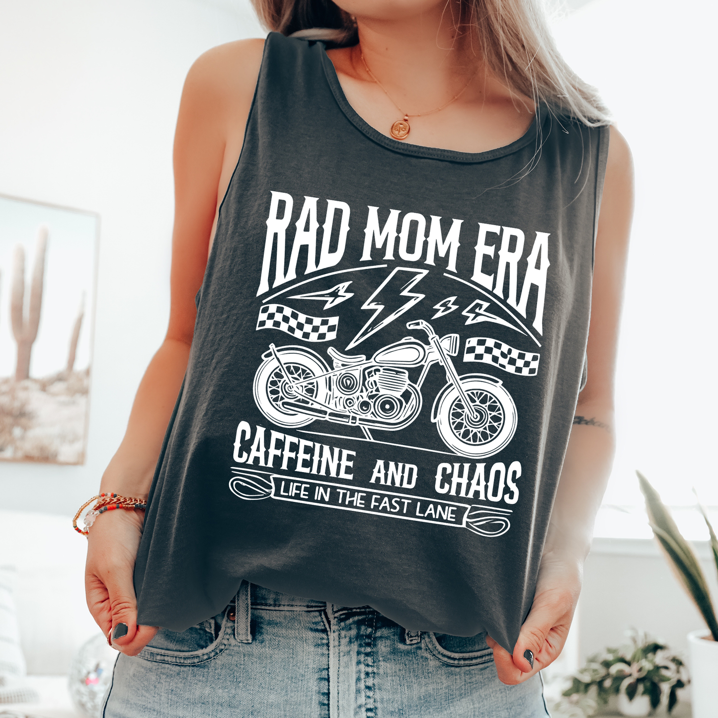 Rad Mom Era, Caffeine and Chaos, Sassy, Mama, Mother Comfort Colors Tank Top