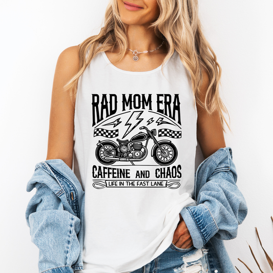 Rad Mom Era, Caffeine and Chaos, Sassy, Mama, Mother Comfort Colors Tank Top