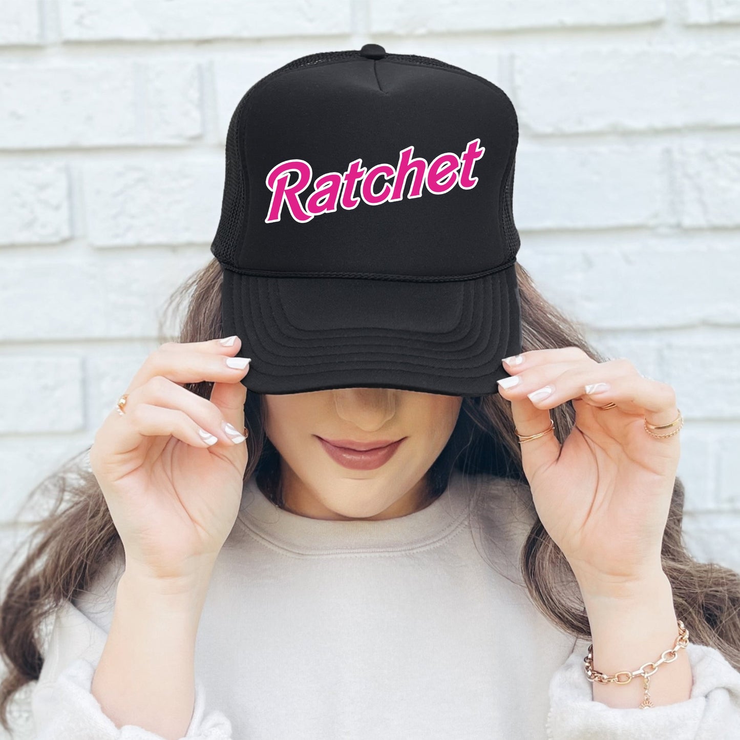 Ratchet, Sassy, Funny, Black Snapback Trucker Hat
