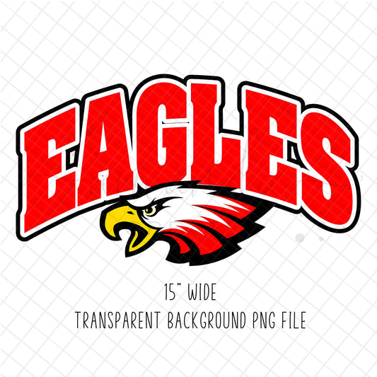 Red Eagles Arched Mascot Design PNG & JPG, Digital Download, Sublimation File