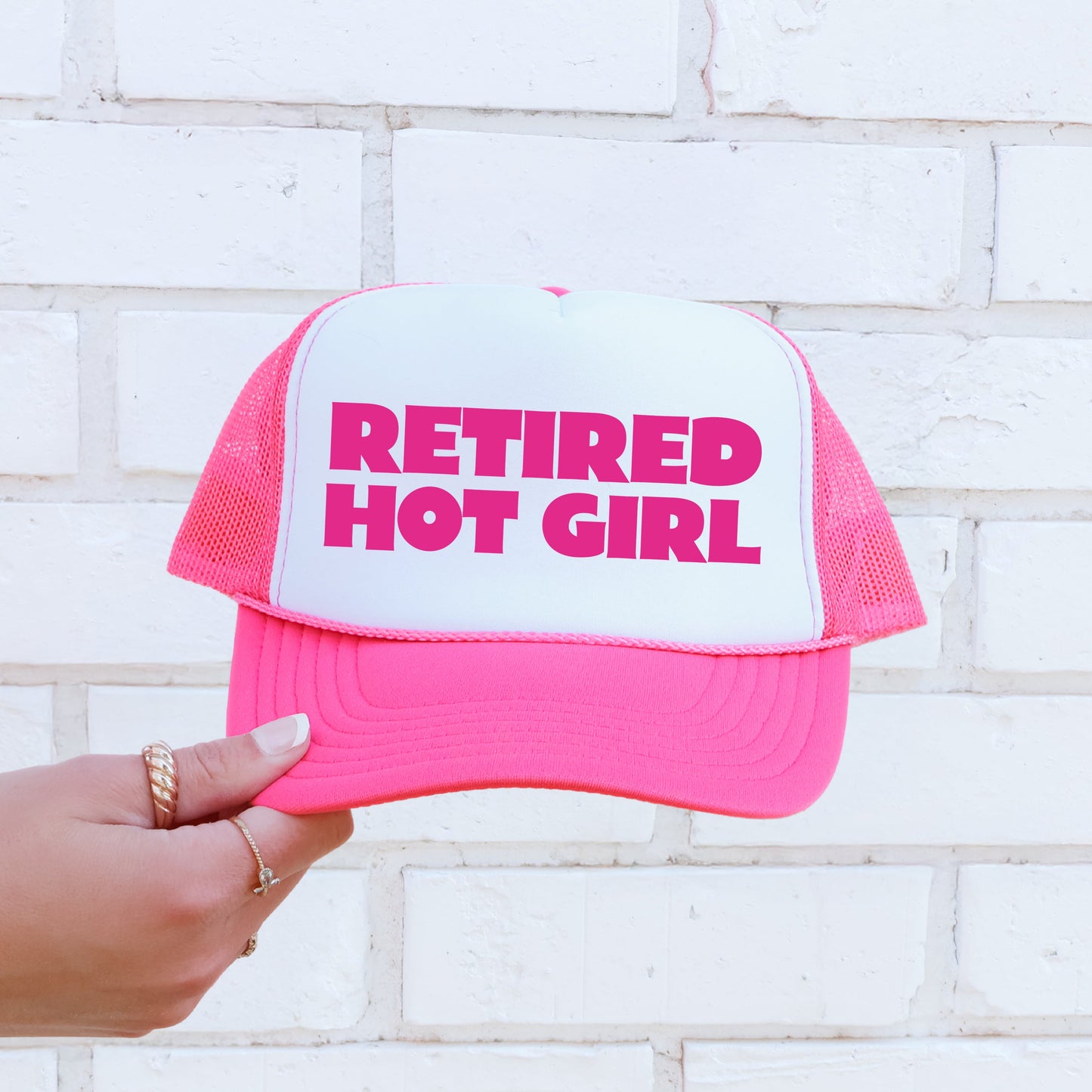 Retired Hot Girl, Sassy, Funny, Bright Pink Snapback Trucker Hat