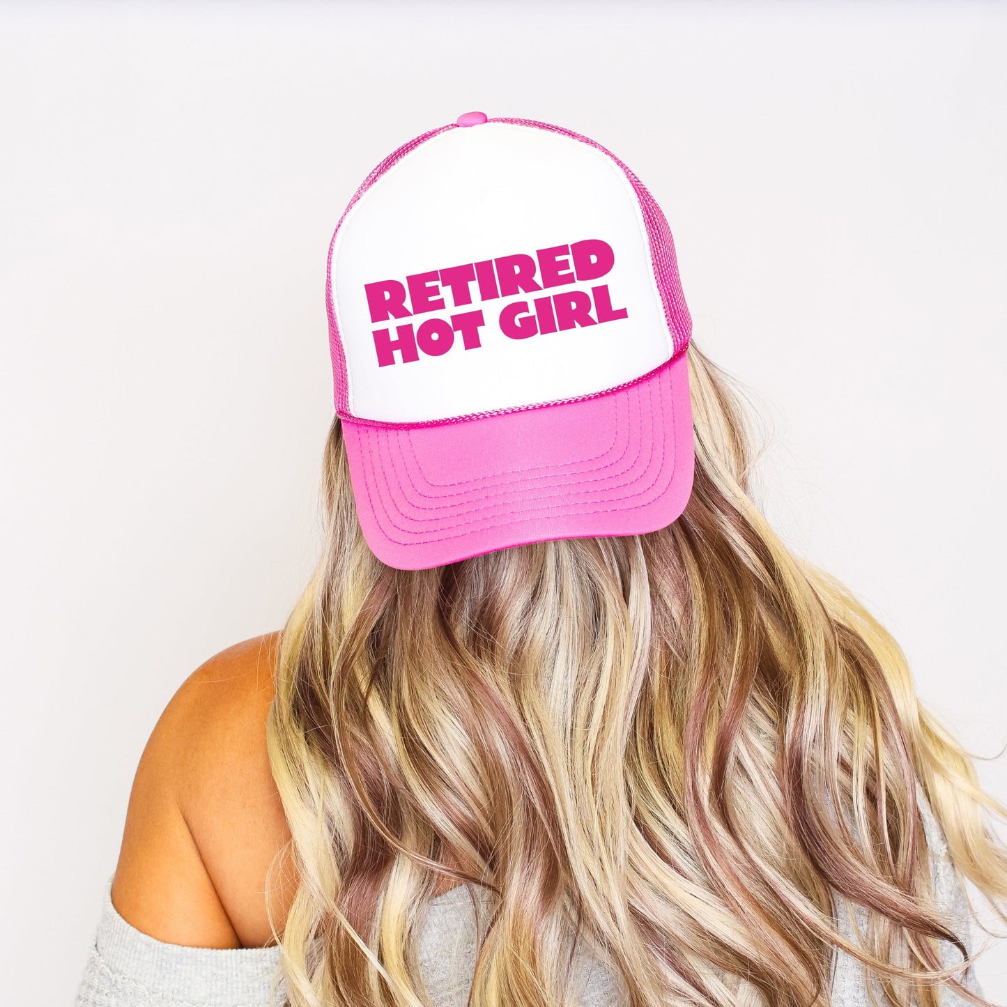 Retired Hot Girl, Sassy, Funny, Bright Pink Snapback Trucker Hat