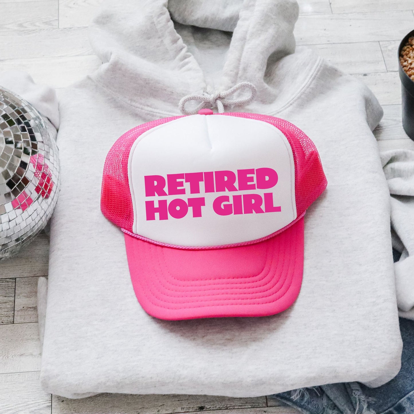 Retired Hot Girl, Sassy, Funny, Bright Pink Snapback Trucker Hat