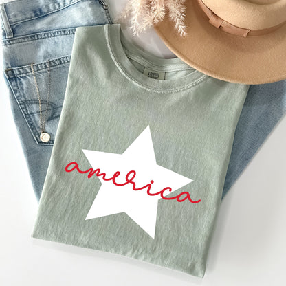 Retro America Star, Red White Blue, 4th of July Tshirt Comfort Colors T-Shirt