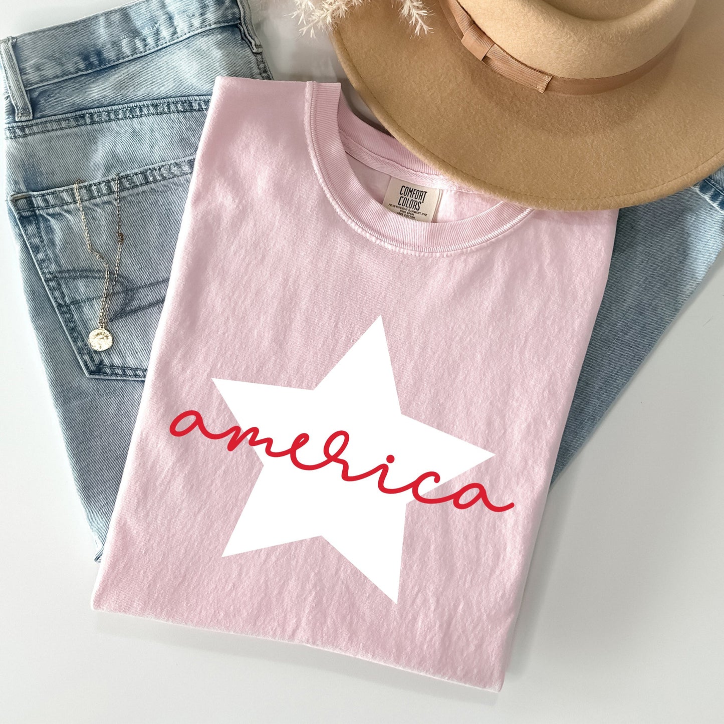 Retro America Star, Red White Blue, 4th of July Tshirt Comfort Colors T-Shirt