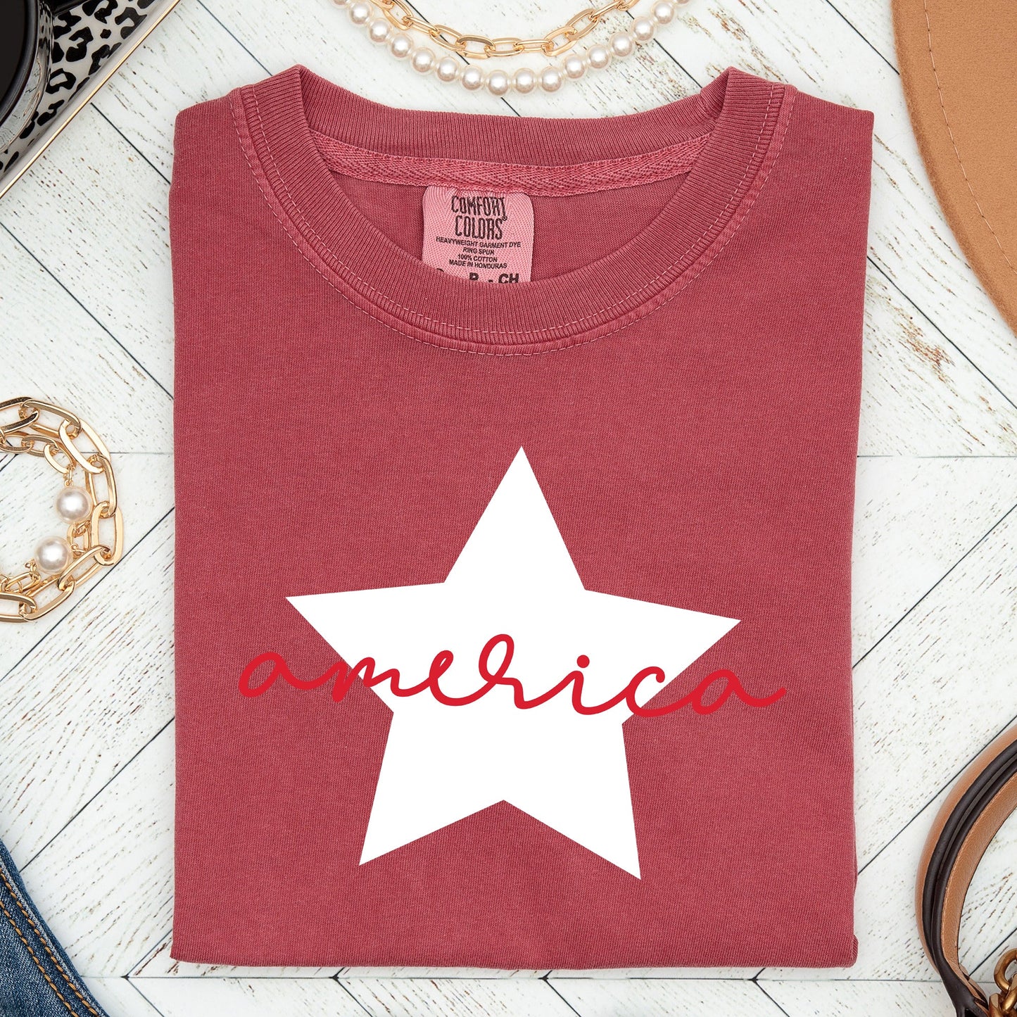 Retro America Star, Red White Blue, 4th of July Tshirt Comfort Colors T-Shirt