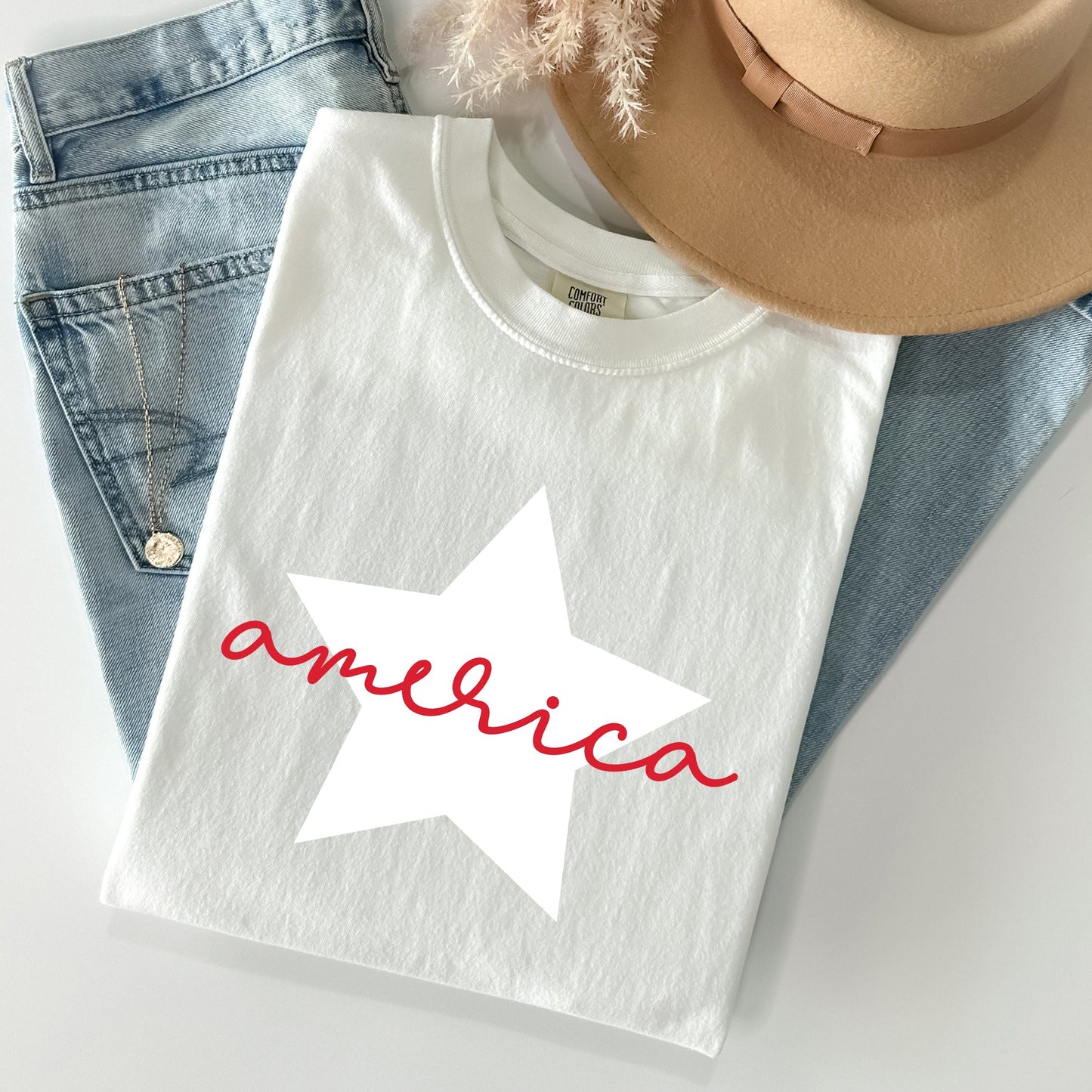 Retro America Star, Red White Blue, 4th of July Tshirt Comfort Colors T-Shirt