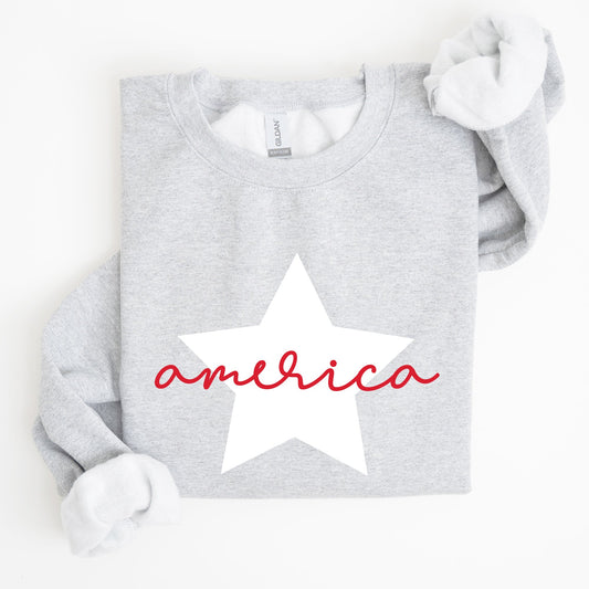 Retro America Star, Red White Blue, 4th of July Sweatshirt