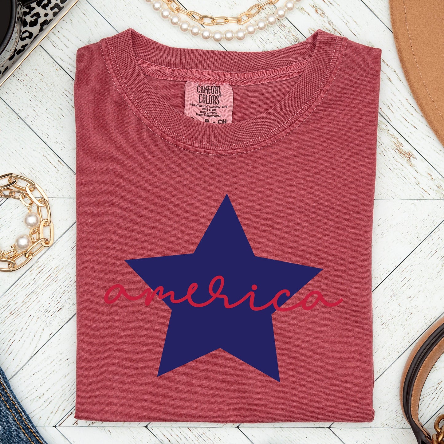Retro America Star, Red White Blue, Patriotic, Tshirt Comfort Colors T-Shirt