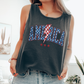 Retro America Varsity Bolt, Fourth of July, America, Patriotic, USA Comfort Colors Tank Top