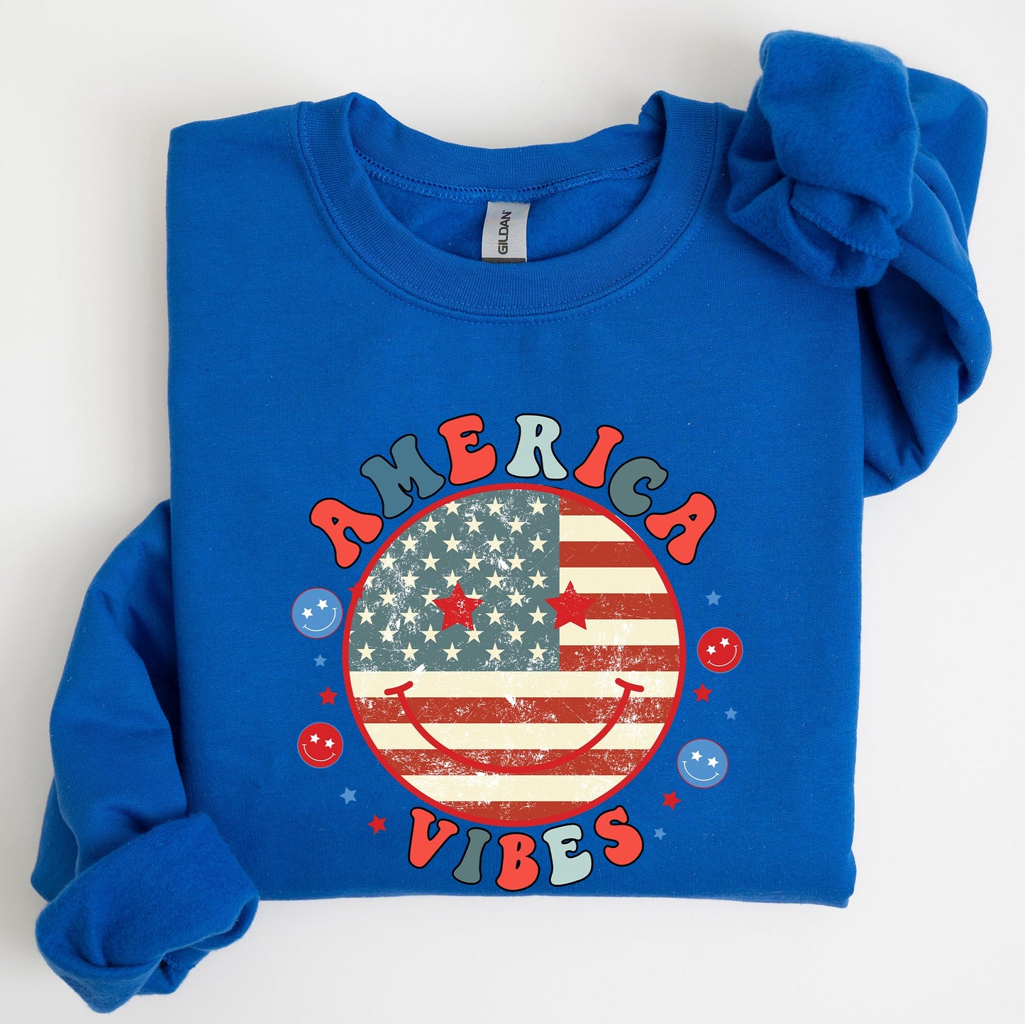 Retro America Vibes, Patriotic, 4th of July Sweatshirt