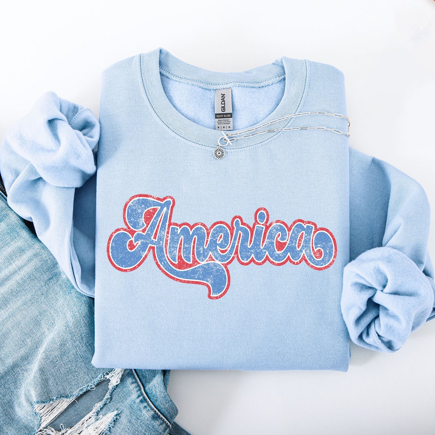 Retro America, Grunge, Vintage, Patriotic, USA, 4th of July Sweatshirt