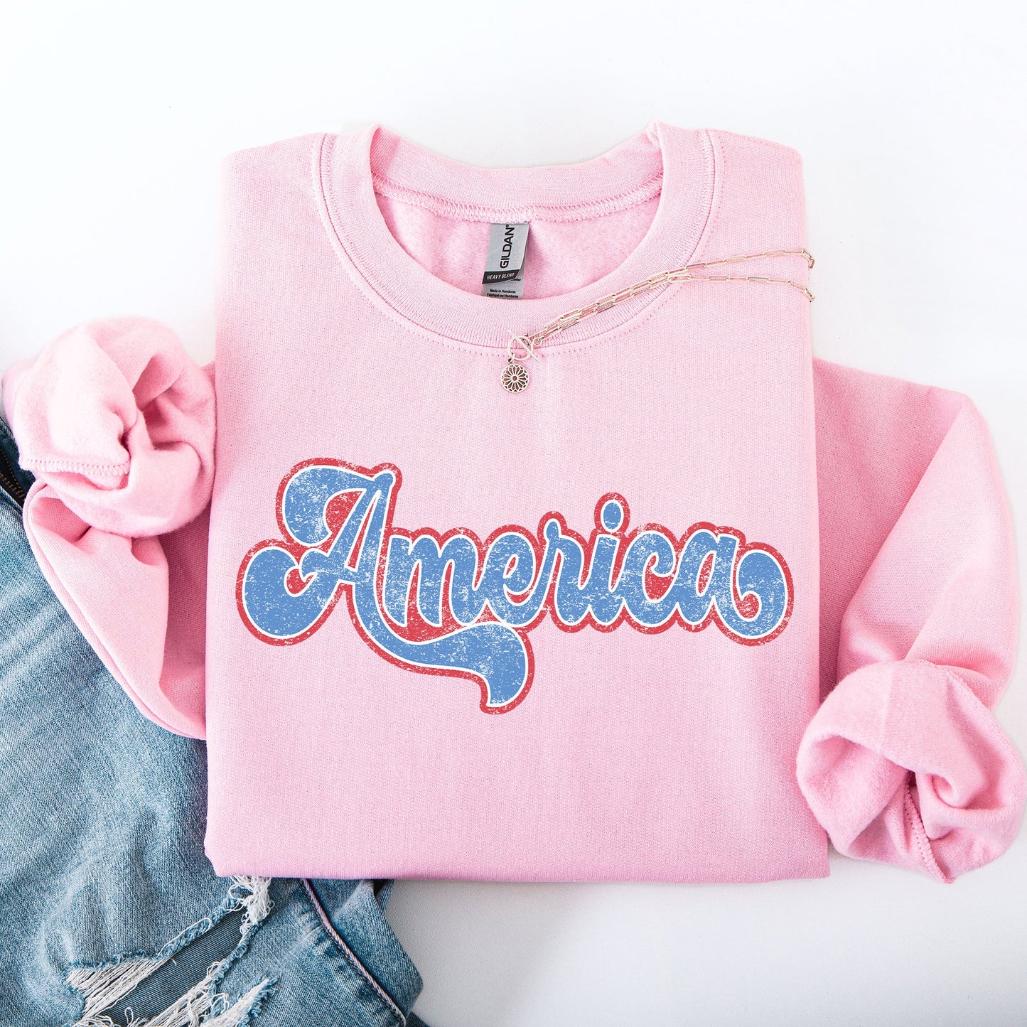 Retro America, Grunge, Vintage, Patriotic, USA, 4th of July Sweatshirt