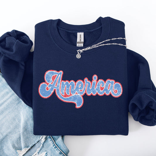 Retro America, Grunge, Vintage, Patriotic, USA, 4th of July Sweatshirt
