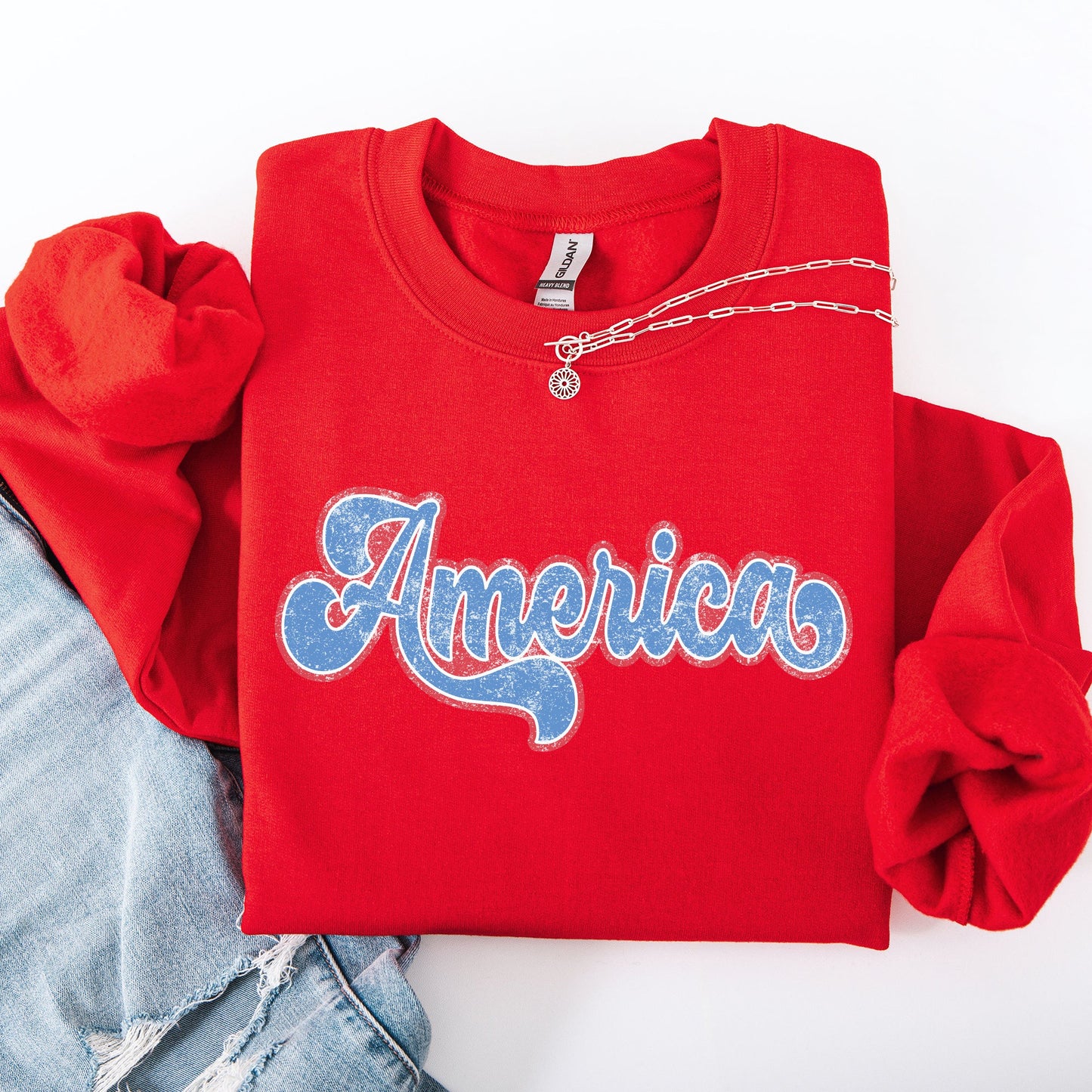 Retro America, Grunge, Vintage, Patriotic, USA, 4th of July Sweatshirt