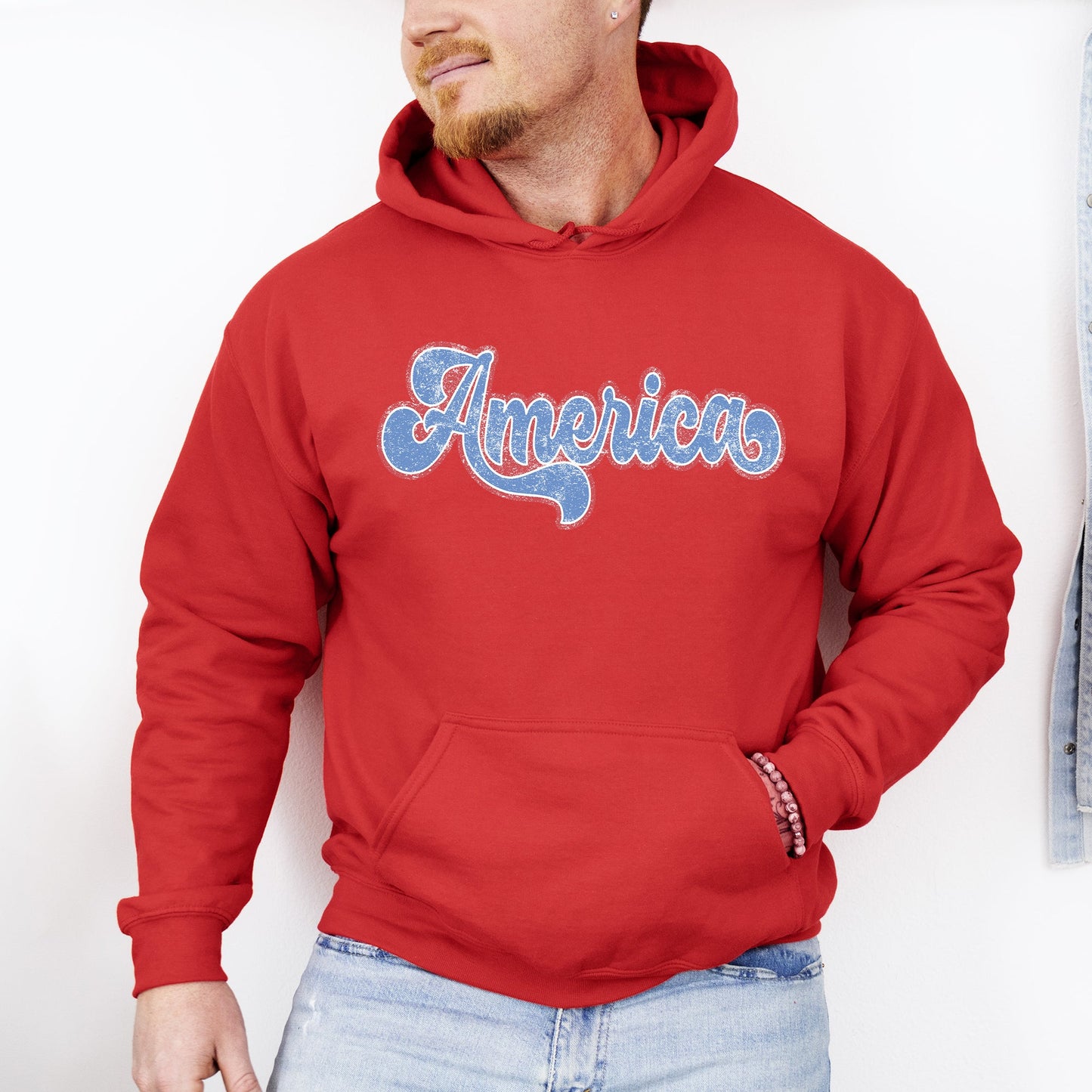 Retro America, Grunge, Vintage, Patriotic, USA, 4th of July Hoodie, Hooded Sweatshirt