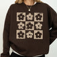 Retro Checkered Flowers, Minimalist, Vintage Sweatshirt