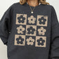 Retro Checkered Flowers, Minimalist, Vintage Sweatshirt
