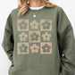 Retro Checkered Flowers, Minimalist, Vintage Sweatshirt