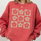 Retro Checkered Flowers, Minimalist, Vintage Sweatshirt
