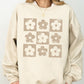 Retro Checkered Flowers, Minimalist, Vintage Sweatshirt