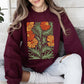Retro Daisy Design, Greens, Orange, Vintage, Floral, Flower Sweatshirt