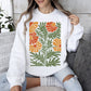 Retro Daisy Design, Greens, Orange, Vintage, Floral, Flower Sweatshirt