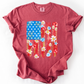 Retro Flower Flag, Fourth of July, America, Patriotic, USA, Comfort Colors T-Shirt