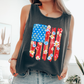 Retro Flower Flag, Fourth of July, America, Patriotic, USA Comfort Colors Tank Top