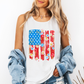 Retro Flower Flag, Fourth of July, America, Patriotic, USA Comfort Colors Tank Top