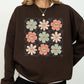 Retro Flowers, Checkered, Daisies, Hippie, Cute, Positivity Sweatshirt