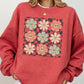 Retro Flowers, Checkered, Daisies, Hippie, Cute, Positivity Sweatshirt