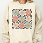Retro Flowers, Checkered, Daisies, Hippie, Cute, Positivity Sweatshirt